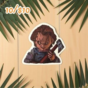 Chucky with Axe Horror Sticker – Killer Doll Vinyl Decal